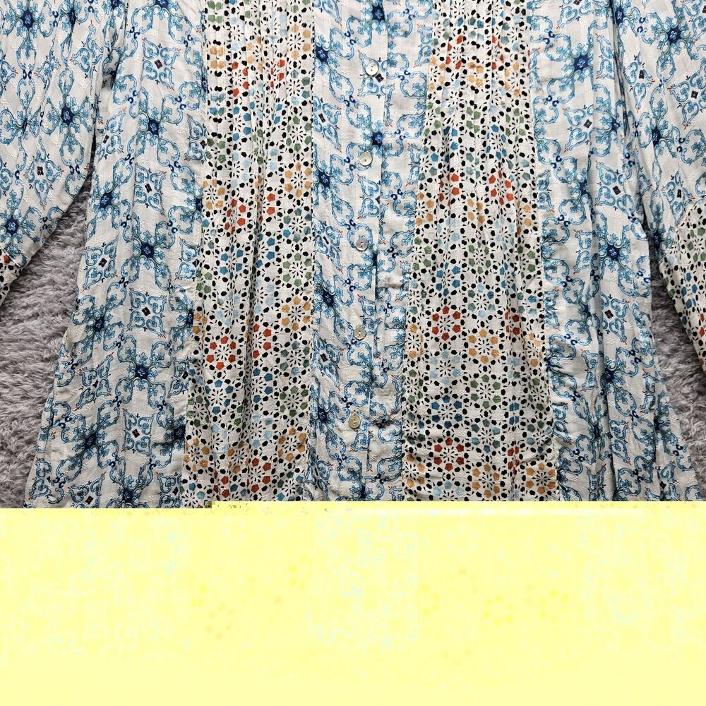 Jane Delancey Womens Patchwork Button Up Shirts Size Medium Colorful Lightweight - Picture 3 of 11